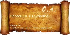 Ocsadlik Alexandra névjegykártya